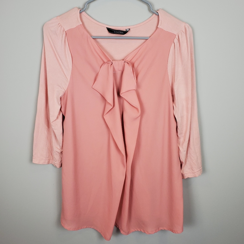 Pink Ruffle Front Top